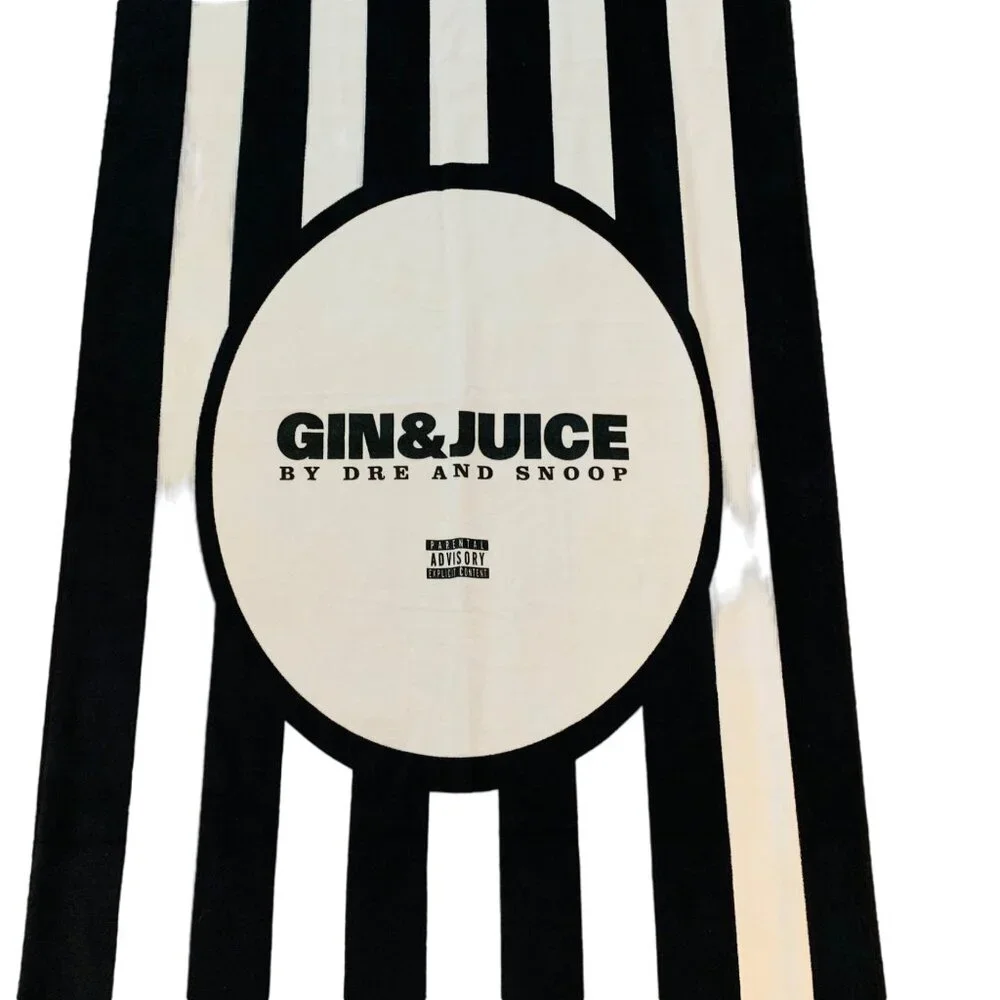 Gin Juice Beach Towel Dre Snoop Black White Striped Terry Cloth Pool Party Gift